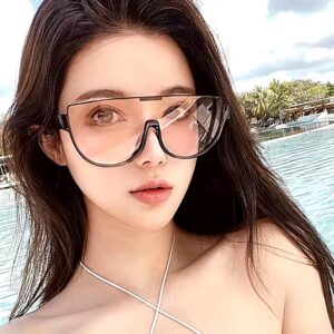 DL GLASSES Factory stock half frame one piece sunglasses orange shade glasses for women Wholesale Oversized UV400 Oculos eyewear - Image 6