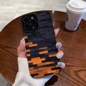 Orange And Black Stitching Design Soft TPU Leather Mobile Phone Case For Iphone 6 7 8 X Xr Xs 11 12 13 14 15 16 Pro Max - Image 3