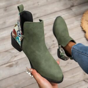 2024 Autumn new print fashion vintage women's side zipper plus size boots - Image 6
