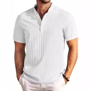 Men's retro cotton and linen striped shirt Casual loose shirt - Image 4