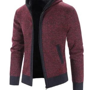 Trending Men Clothes Fleece Warm Hooded Fashion Jacket Knitted Outwear Coats Sweater - Image 4