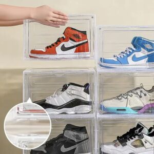 Single-Tier Grey Transparent Shoe Cabinet Plastic Living Room Shoes Organizer with Magnet Stackable Shoes Boxes - Image 5