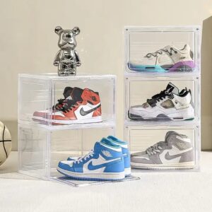 Single-Tier Grey Transparent Shoe Cabinet Plastic Living Room Shoes Organizer with Magnet Stackable Shoes Boxes - Image 7