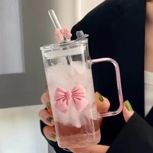 Glass straw cup wholesale large capacity cute transparent handle High borosilicate glass mug juice milk coffee glass water cup - Image 7