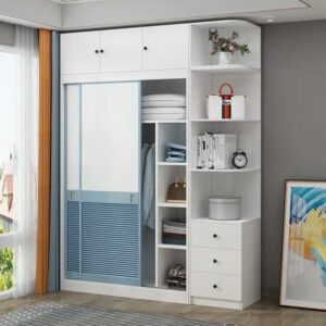Solid wood Nordic wardrobe home bedroom sliding door small apartment children's wardrobe sliding door can be customized wardrobe - Image 5