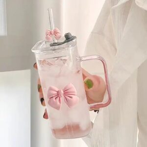 Glass straw cup wholesale large capacity cute transparent handle High borosilicate glass mug juice milk coffee glass water cup - Image 5
