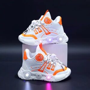High Quality LED Light Basketball Shoes for Kids Boys Spring autumn Breathable Rubber Insole with Mesh Lining round Boot Design - Image 4
