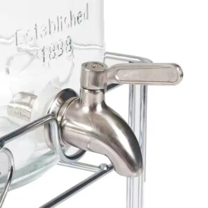 4L metal stand glass beverage dispenser with glass mason jar - Image 7
