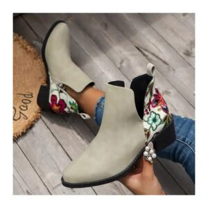 2024 Autumn new print fashion vintage women's side zipper plus size boots - Image 2