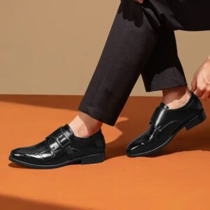 Mens Buckle Mengke Cover Cross-border Men's Shoes Vintage Block British Style Leather Shoes Mens Shoes Large Size 39-48 - Image 3