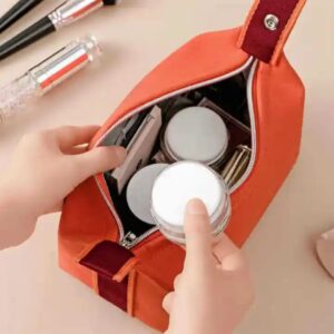 Waterproof Canvas Cosmetic Storage Bag Large Capacity Women Makeup Organizer Travel Toiletry Wash Bag With Zippe - Image 3