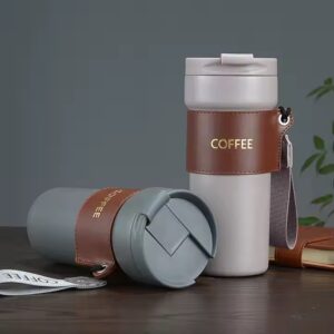 BORGE 500ml Double Wall Powder Coating Stainless Steel Vacuum Insulated Coffee Tumbler With Strap And Sleeve - Image 5