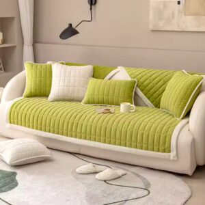 modern simple solid color Winter villus plaid sofa cushion Soft comfortable non-slip Green beige Sofa Cover cloth Sofa Blanket - Image 3