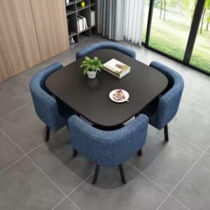 Luxury Saving Place Coffee Table Sets Leisure Modern Round Dining Tables And 4 Chairs Set - Image 3