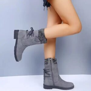 Comfortable Zipper-Up Leather Shoes Women Waterproof Stitched Boots Genuine Leather Lining Western Casual Rubber - Image 4