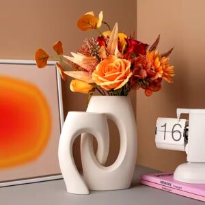 Nordic Ceramic 2-Piece Set of White Irregular Vases Ins Style Flower Arrangement Decoration Advanced Flower Sense Decoration - Image 6