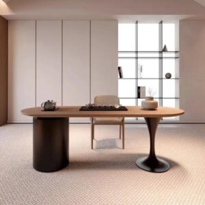 Small tea table and desk integrated log style balcony solid wood tea modern Nordic table and chair combination - Image 4