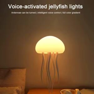 3D Jellyfish Night Light Jellyfish Nightlight Voice Control Atmosphere Light with Rotating Tentacles Type-C Charging for Desktop - Image 7