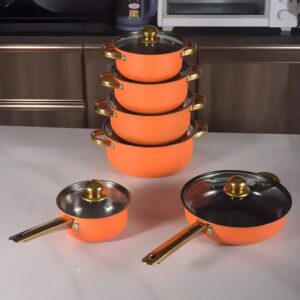 stainless steel cutlery sets Orange 12PCS Stainless Steel Multifunctional Cooking Pot Milk Pot Cookware Kitchenware Cookware Set - Image 4