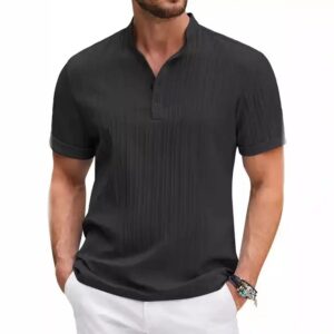 Men's retro cotton and linen striped shirt Casual loose shirt - Image 2