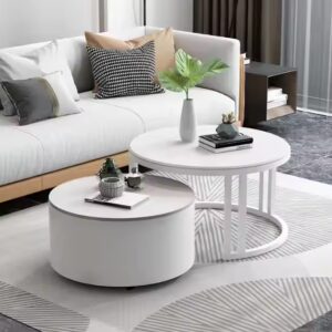 Simple Style Center Tea Table Lift Top Coffee Table Nesting Modern Round Luxury Coffee Table - Image 5