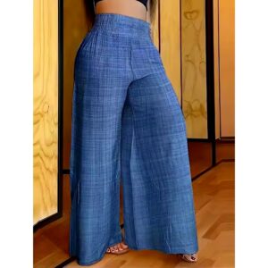 Spring Summer New Fashion Casual Comfortable Women Lady Solid Color High Waist Slim Wide Leg Long Pants - Image 6