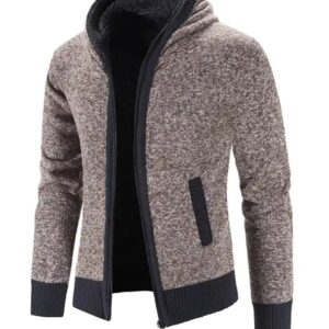 Trending Men Clothes Fleece Warm Hooded Fashion Jacket Knitted Outwear Coats Sweater - Image 7