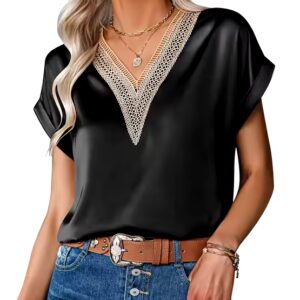 Lady Top Short Sleeve Women Blouses V Neck Crop Tops Casual Ladies Shirts - Image 3
