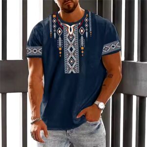 Retro Color Block Tribal Style T Shirt For Men Summer Streetwear O Collar Loose Short Sleeve Big T-shirts Men Clothing - Image 5