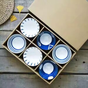 Wholesale hot sale factory price High quality 4.5 inch japanese style Bohemian porcelain soup rice ceramic bowl set gift box - Image 4