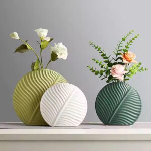 Nordic Ceramic Leaf Shape Vase Living Room Ornament Decor Home Decor Centerpieces Desktop Modern Green Table Flower Vase - Image 3