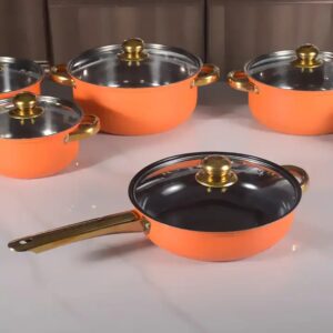 stainless steel cutlery sets Orange 12PCS Stainless Steel Multifunctional Cooking Pot Milk Pot Cookware Kitchenware Cookware Set - Image 5