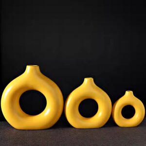 hot selling vase modern style home decoration doughnut white ceramic vase with 3 sizes - Image 5