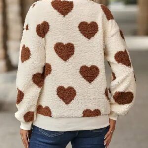 Fashion Women American Heart Pattern Long Sleeve Loose Jumper Pullover Cardigan Fur Sweaters Fleece Hoodie - Image 7