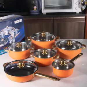 stainless steel cutlery sets Orange 12PCS Stainless Steel Multifunctional Cooking Pot Milk Pot Cookware Kitchenware Cookware Set - Image 6