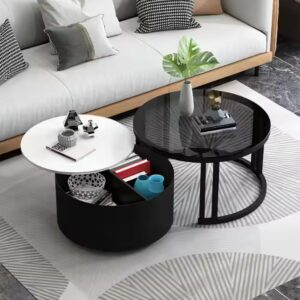 Simple Style Center Tea Table Lift Top Coffee Table Nesting Modern Round Luxury Coffee Table - Image 2