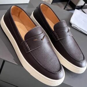 genuine leather retro walking style outdoor casual men's loafers shoes - Image 3