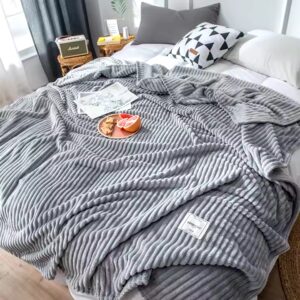 Super Soft Dyed Polar Flannel Fleece Modern Solid Color Design 100 Polyester Striped Throw Blanket Plush Baby Sofa Blanket - Image 7