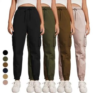 Flame Resistant Casual Loose Baggy Pant Manufacturer Ladies Trousers mujer Y2K Solid Pockets Drawstring Cargo Pants for Girls - Image 3