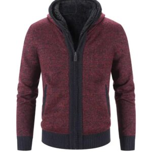 Trending Men Clothes Fleece Warm Hooded Fashion Jacket Knitted Outwear Coats Sweater - Image 3