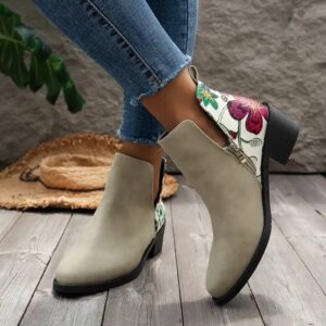 2024 Autumn new print fashion vintage women's side zipper plus size boots - Image 4