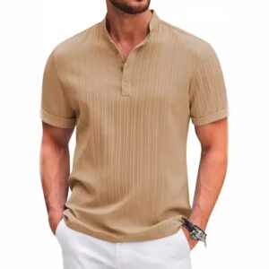 Men's retro cotton and linen striped shirt Casual loose shirt - Image 5