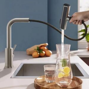 Modern design types hot cold mixer faucet 304 sus stainless steel pull out water tap kitchen sink faucet tap - Image 3