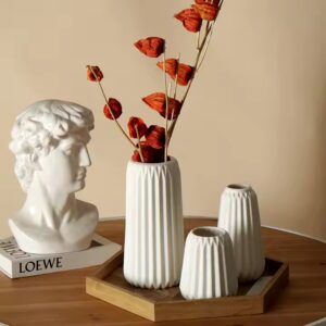 Modern creative 3-piece set white ceramic vase for home decor centerpieces decor - Image 3