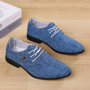 Men's Oversized Breathable Pointed Canvas Shoes Formal Men's Shoes Business Casual Dress Shoes - Image 3