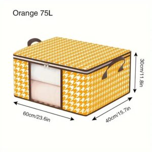 Houndstooth 50L 75L Large Capacity Waterproof Dust-Proof Visible Window Quilt Storage Bag Box With Zipper Handle For Home Travel - Image 5