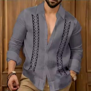 Men's Vintage Plaid Shirt Fashionable Casual Stand Collar Short Sleeves Customisable Breathable Autumn Season - Image 6