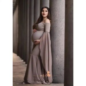 wholesale pregnant clothes women white Maxi dress maternity photoshoot dress for pregnant women - Image 3