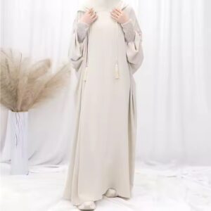Muslim solid color good quality islamic jilbab wholesale women abaya muslim dresses with hijab and hoodie batwing sleev - Image 4