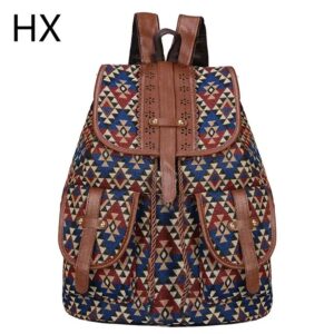 Pattern Canvas Fashion Personality Travel Drawstring Small Backpack Bags for Women's Wholesale Custom New Ethnic Style Retro HX - Image 5